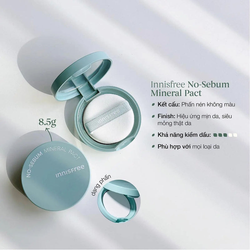 Phấn Phủ Kiềm Dầu Innisfree No-Sebum Mineral Pact Dạng Nén 8.5g