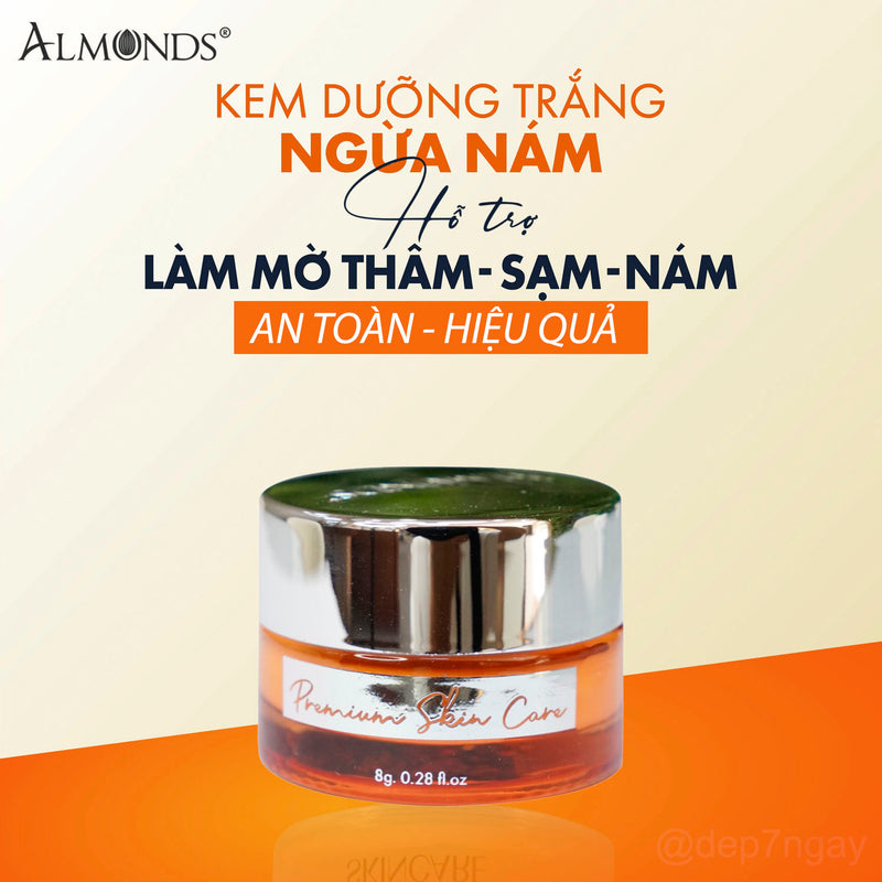 Kem Cam Dưỡng Trắng Mờ Nám Almonds Premium 8g