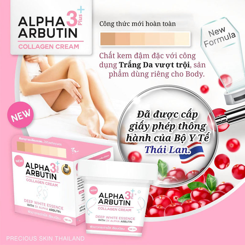 Kem Dưỡng Trắng Alpha Arbutin 3 Plus Collagen Cream 100g