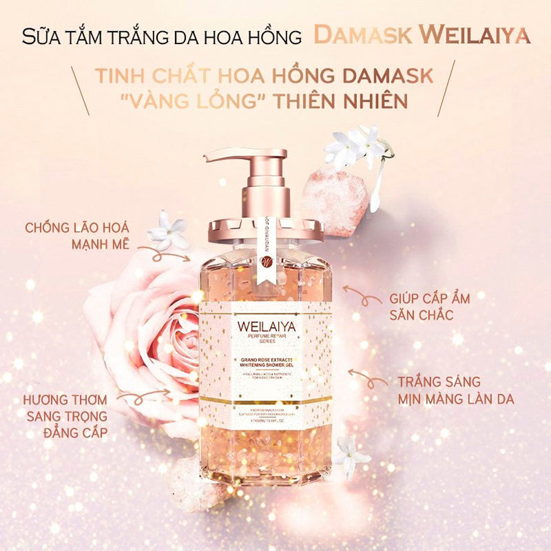 Sữa Tắm Trắng Da Weilaiya Grand Rose Extracts Whitening Shower Gel 450ml