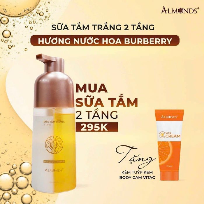 Sữa Tắm Trắng 2 Tầng Almonds Hương Nước Hoa 500ml