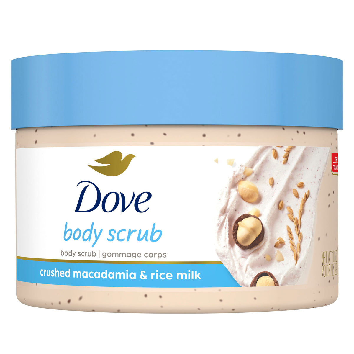 Tẩy Tế Bào Chết Body Dove Hạt Macca & Sữa Gạo 298g