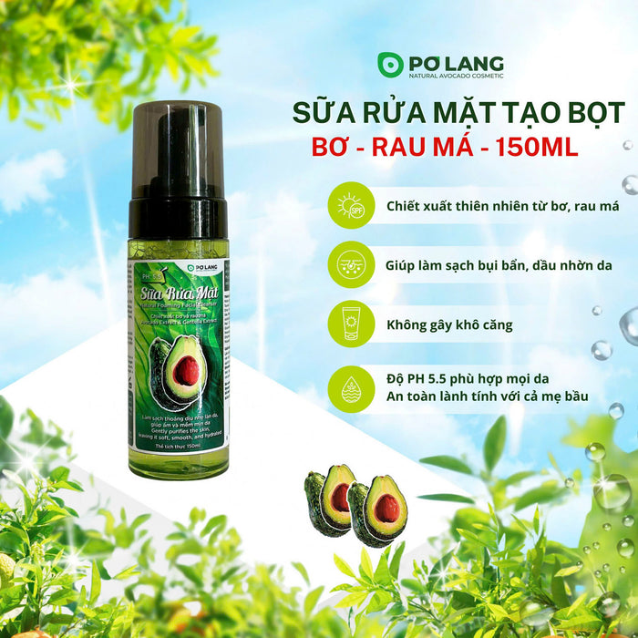 Sữa Rửa Mặt Tạo Bọt Pơ Lang Bơ - Rau Má 150ml