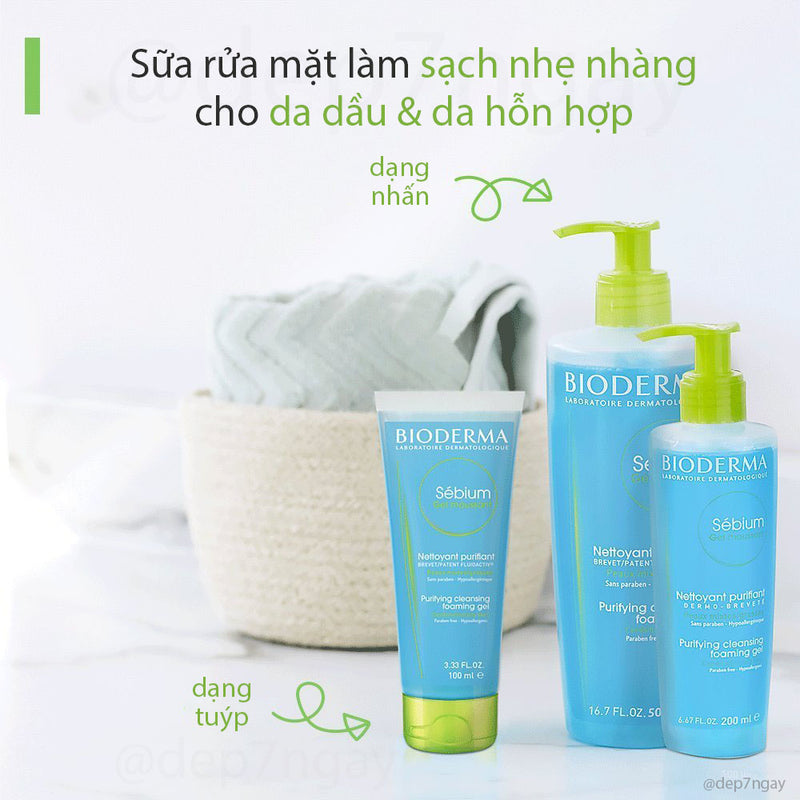 Sữa Rửa Mặt Bioderma Sebium Gel Moussant Cho Da Dầu Mụn