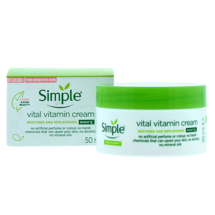Kem Dưỡng Da Simple Vital Vitamin Night Cream 50ml - Ban Đêm, Cho Da Nhạy Cảm