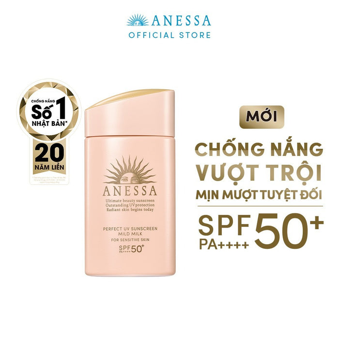 Kem Chống Nắng Anessa Perfect UV Sunscreen Mild Milk SPF 50+ - Cho Da Nhạy Cảm