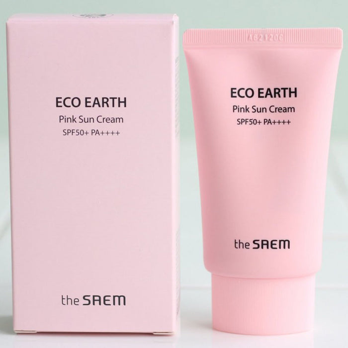 Kem Chống Nắng The Saem Eco Earth Pink Sun Cream SPF 50+ 50g Sáng Hồng Tự Nhiên