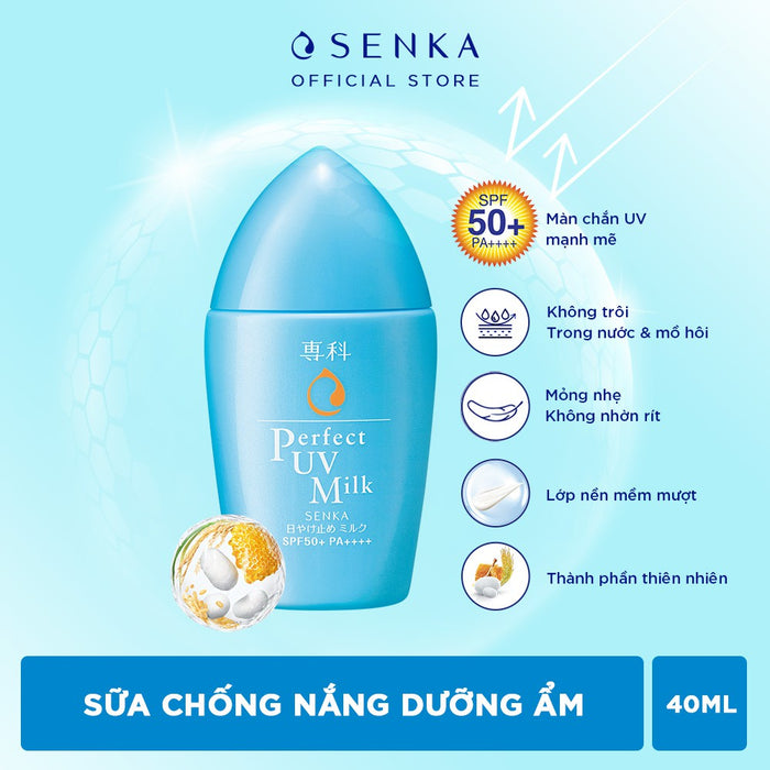 Kem Chống Nắng Senka Perfect UV Milk SPF 50+ 40ml - Dạng Sữa, Cho Da Dầu