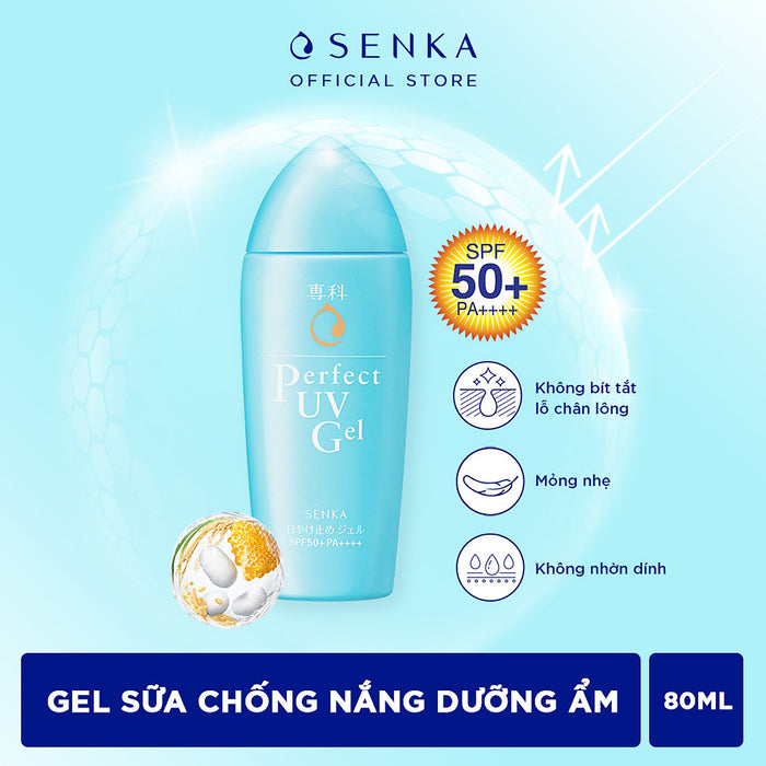 Kem Chống Nắng Senka Perfect UV Gel SPF 50+ 80ml - Dạng Gel Sữa, Cho Da Khô