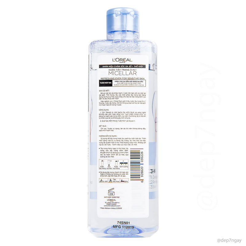 Nước Tẩy Trang L'Oreal Refreshing Cho Da Dầu 400ml