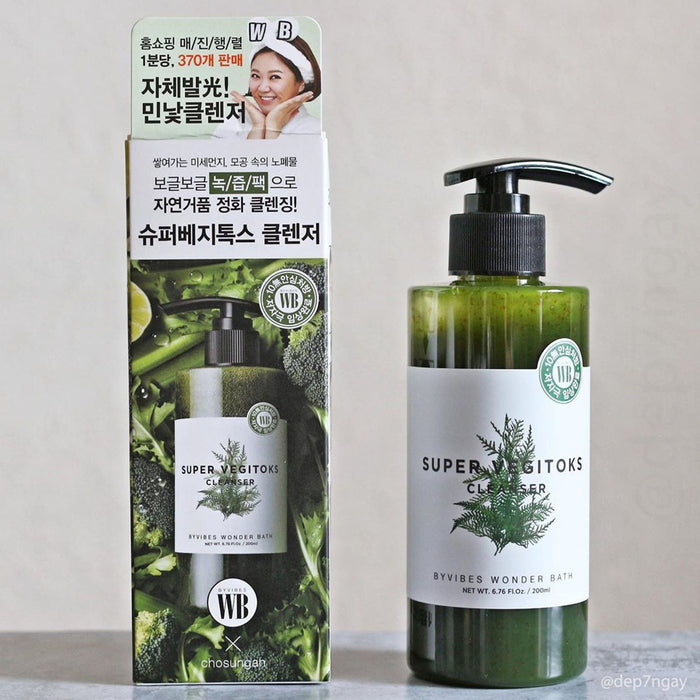 Sữa Rửa Mặt Rau Củ Wonder Bath Super Cleanser - Thải Độc Da, Màu Xanh, Từ Hàn Quốc