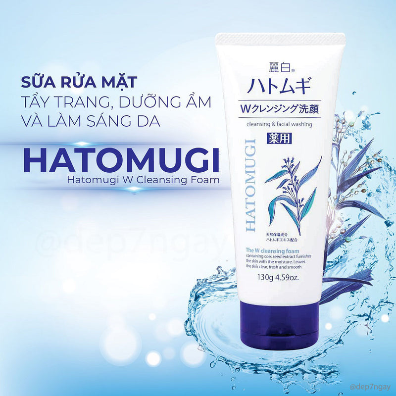 Sữa Rửa Mặt Ý Dĩ Hatomugi The W Cleansing Foam 130g