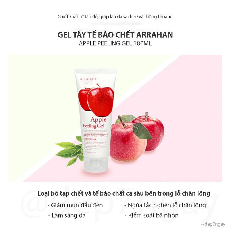 Tẩy Da Chết Arrahan Apple Peeling Gel 180ml - Táo Đỏ, Sáng Da