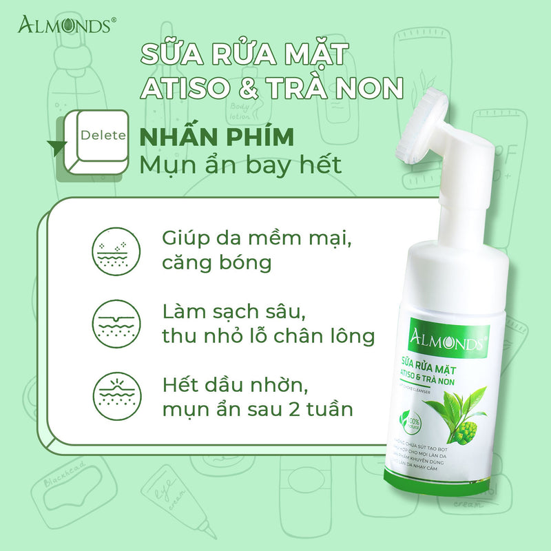 Sữa Rửa Mặt Almonds Atiso và Trà Non 120ml