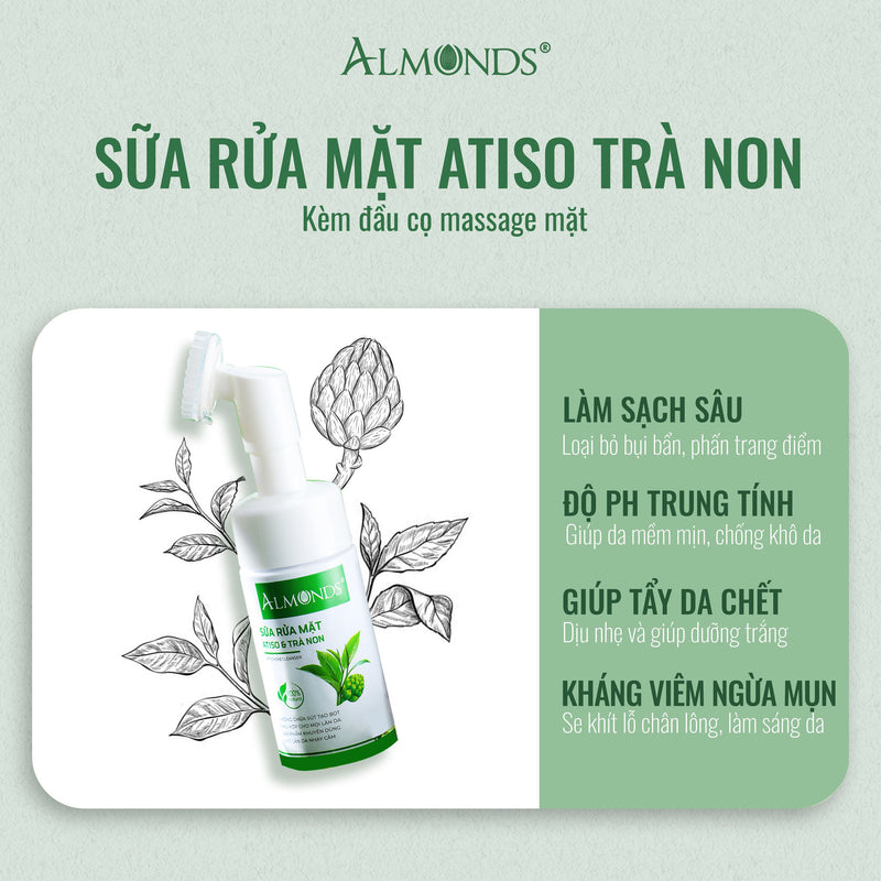 Sữa Rửa Mặt Almonds Atiso và Trà Non 120ml