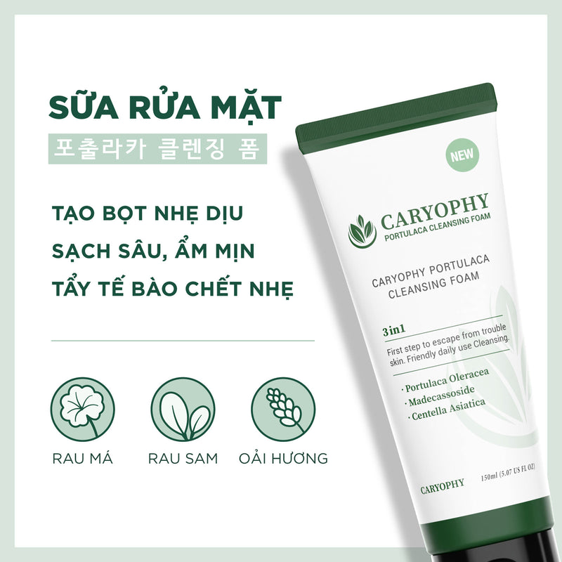 Sữa Rửa Mặt Giảm Mụn Caryophy Portulaca Foam Cleanser 150ml