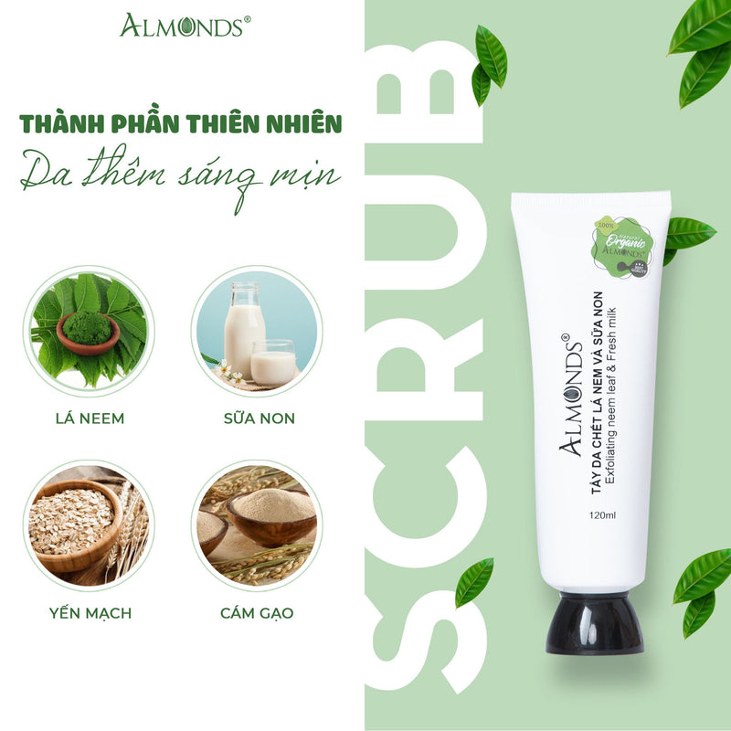 Tẩy Da Chết Lá Nem Và Sữa Non Almonds 120ml