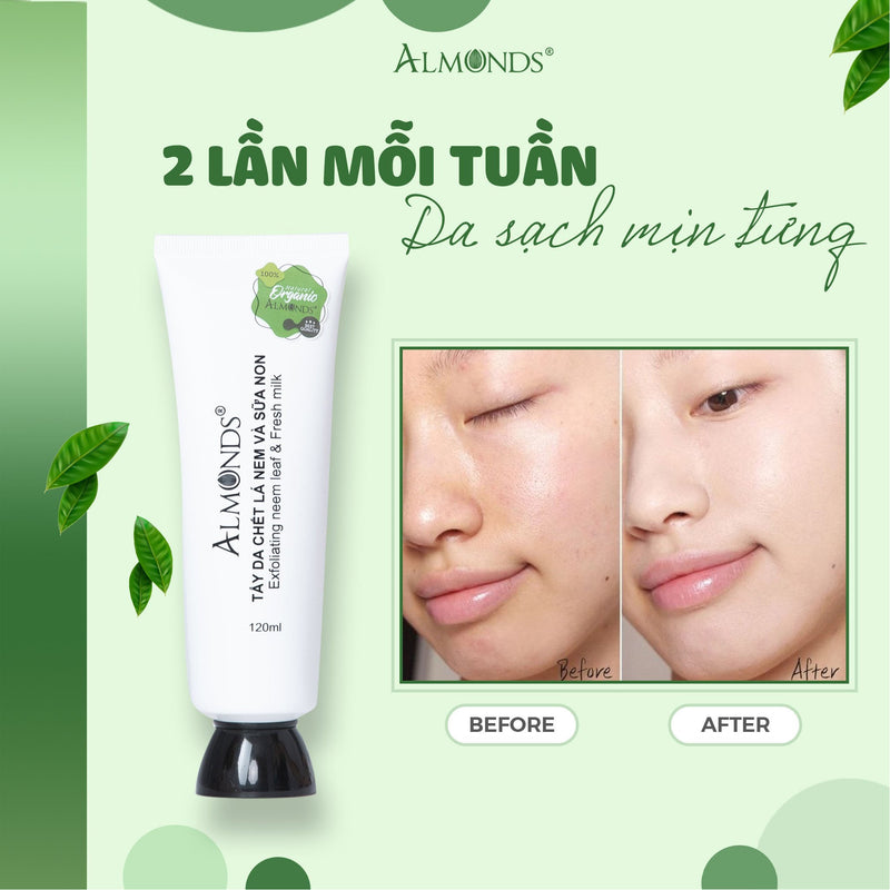 Tẩy Da Chết Lá Nem Và Sữa Non Almonds 120ml