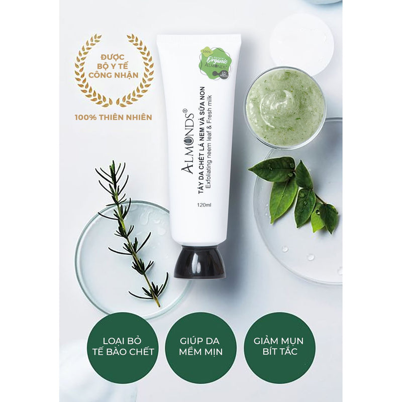 Tẩy Da Chết Lá Nem Và Sữa Non Almonds 120ml