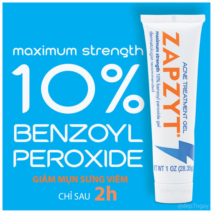 Chấm Mụn Zapzyt 10% Benzoyl Peroxide Gel 28g