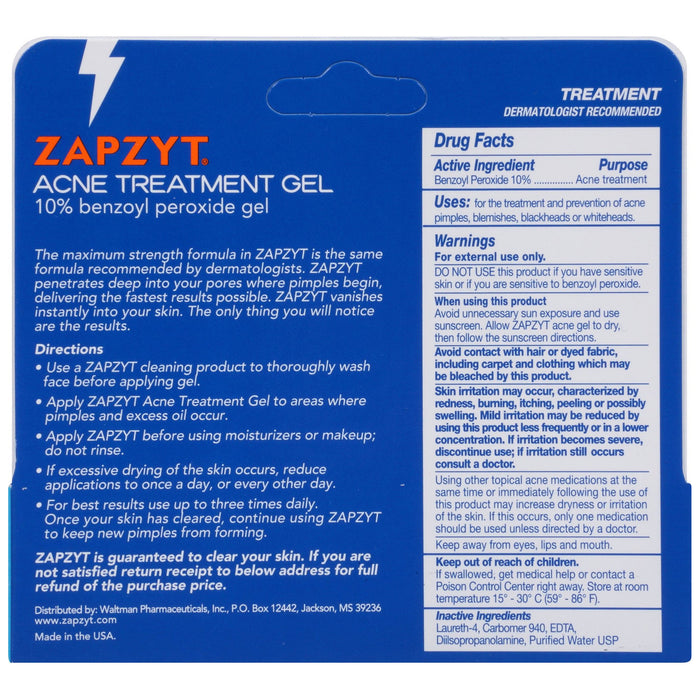 Chấm Mụn Zapzyt 10% Benzoyl Peroxide Gel 28g