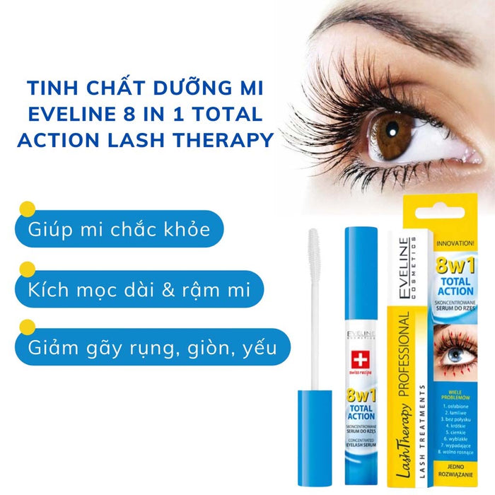 Serum Dưỡng Mi Eveline Lash Therapy 8 in 1 Total Action 10ml