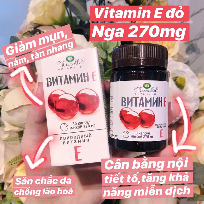 Viên Uống Vitamin E Đỏ của Nga Mirrolla 270mg