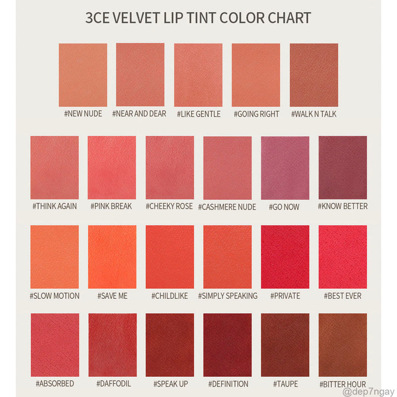 Son Kem Lì 3CE Velvet Lip Tint