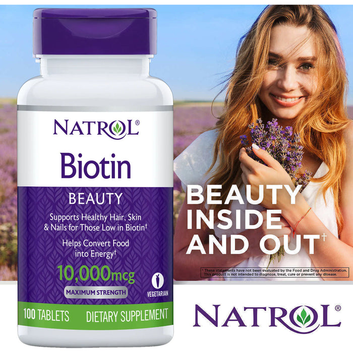 Viên Uống Mọc Tóc Natrol Biotin Beauty 10.000mcg 100 viên