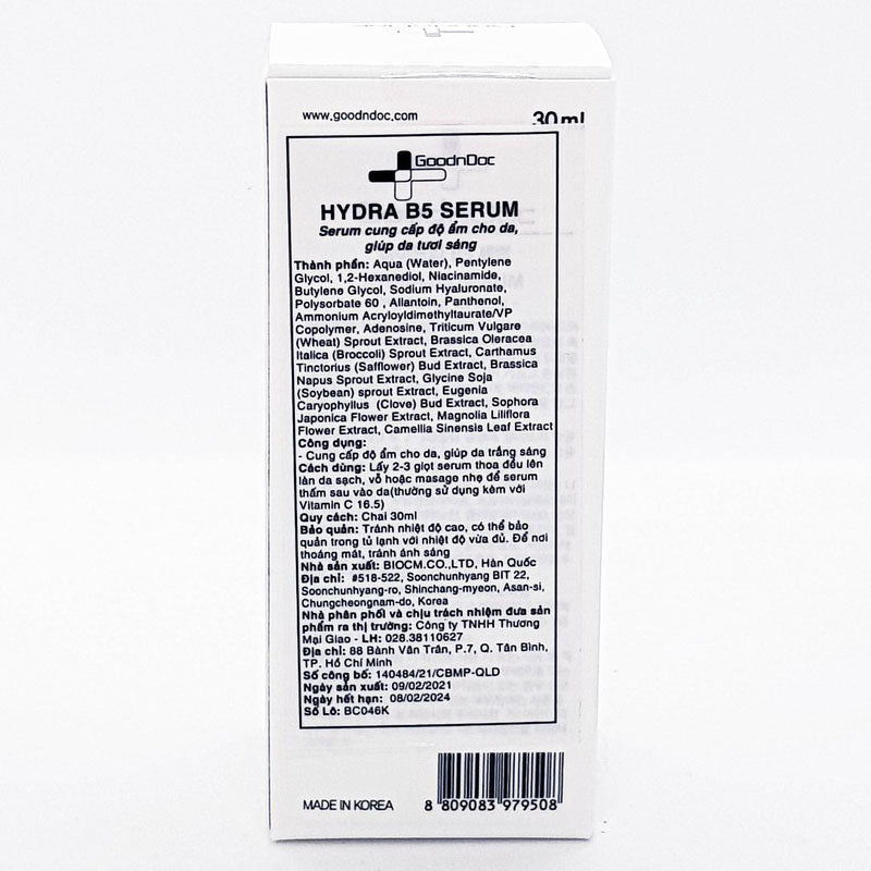 Serum GoodnDoc Hydra B5 Cấp Ẩm Phục Hồi Da 30ml