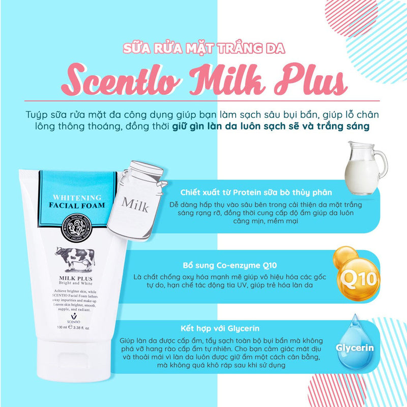 Sữa Rửa Mặt Trắng Da Scentio Milk Plus Whitening 100ml