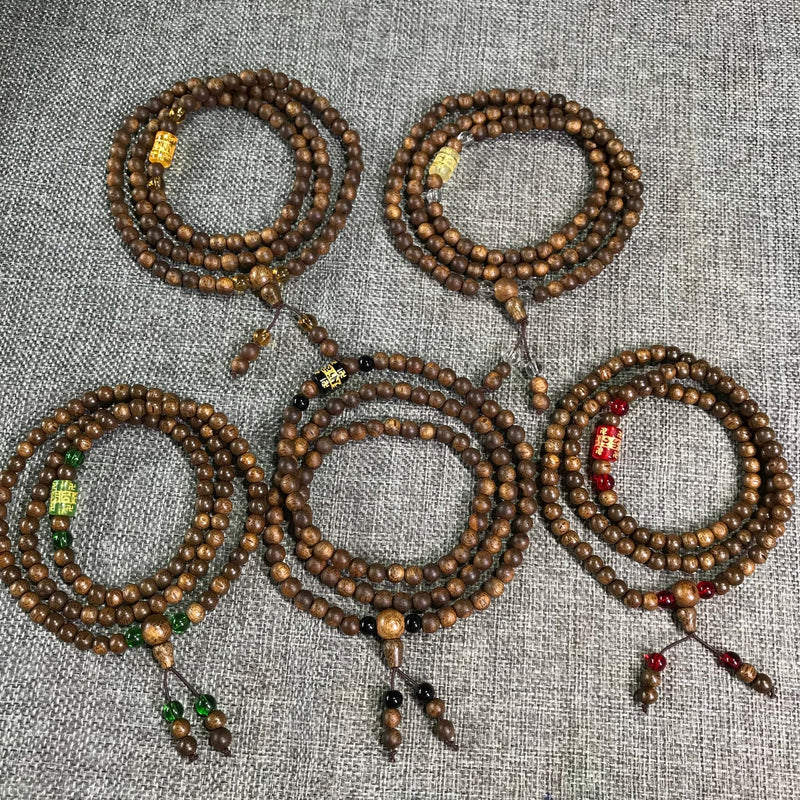 Vòng Trầm Hương 108 Hạt Tốc 6 Ly Phối Theo Bản Mệnh