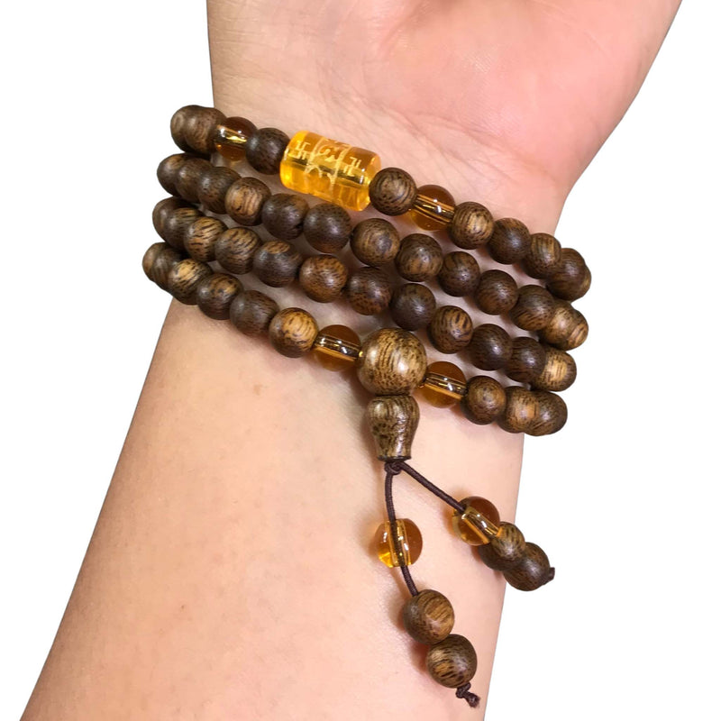 Vòng Trầm Hương 108 Hạt Tốc 6 Ly Phối Theo Bản Mệnh