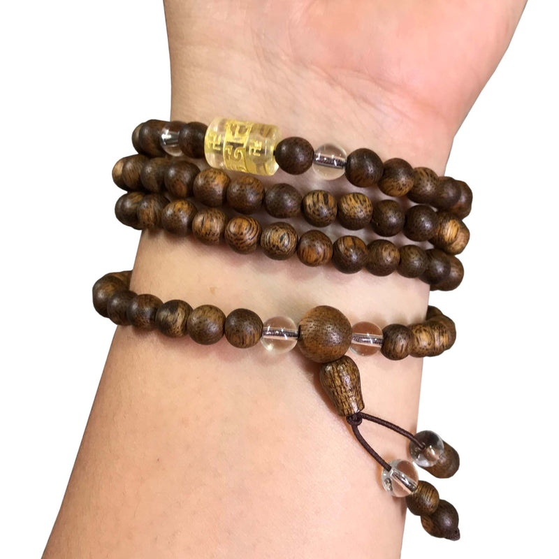 Vòng Trầm Hương 108 Hạt Tốc 6 Ly Phối Theo Bản Mệnh