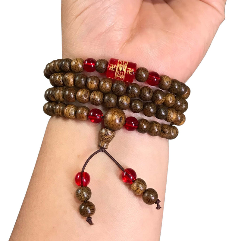 Vòng Trầm Hương 108 Hạt Tốc 6 Ly Phối Theo Bản Mệnh