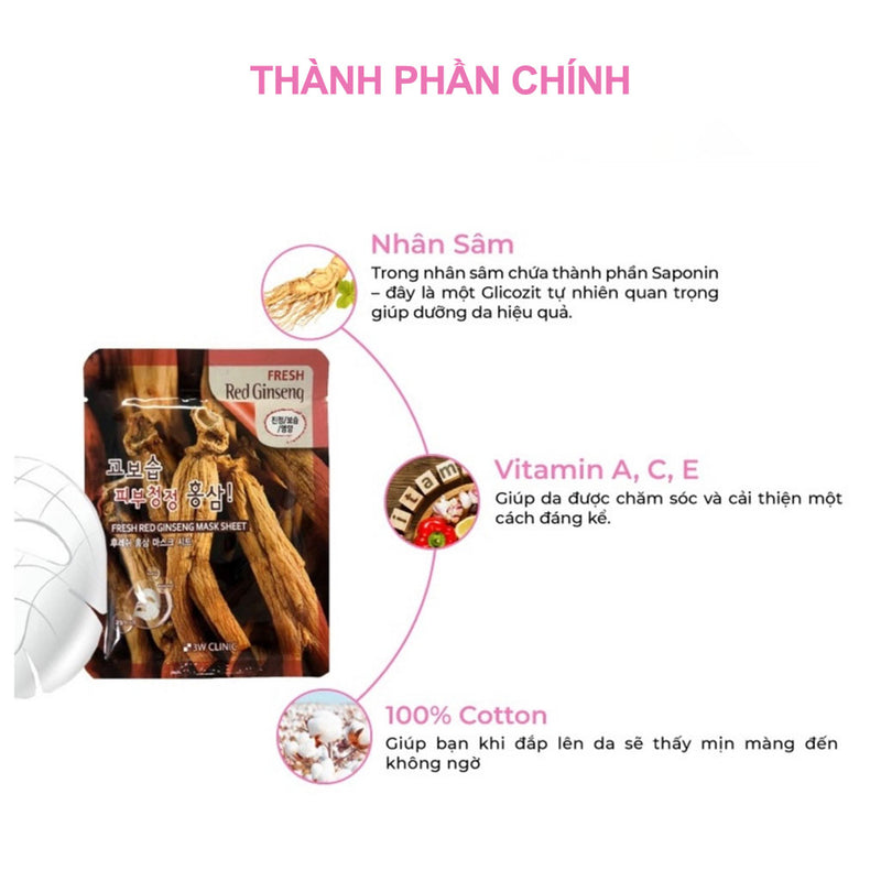 Mặt Nạ Dưỡng Da Hồng Sâm 3W Clinic từ Hàn Quốc