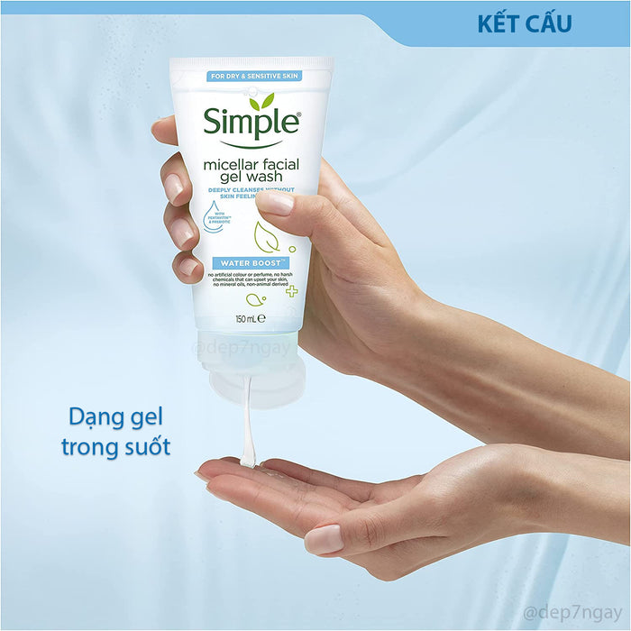 Sữa Rửa Mặt Simple Water Boost Cho Da Khô Nhạy Cảm 150ml