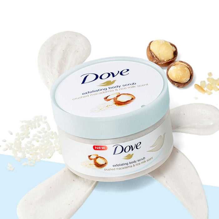 Tẩy Tế Bào Chết Body Dove Hạt Macca & Mùi Gạo 225ml