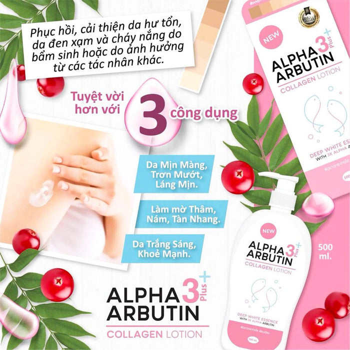 Sữa Dưỡng Trắng Body Alpha Arbutin 3 Plus+ Collagen Lotion 500ml