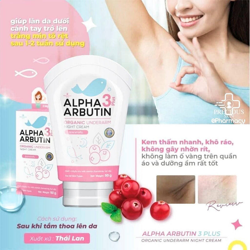 Kem Giảm Thâm Nách Alpha Arbutin 3 Plus Dưỡng Trắng Ban Đêm 50g