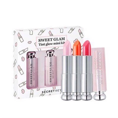 Set 3 Son Dưỡng Secret Key Sweet Glam Tint Glow Mini Kit